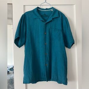 Tommy Bahama Men's Blue Button Down Shirt 100% Silk Size Medium